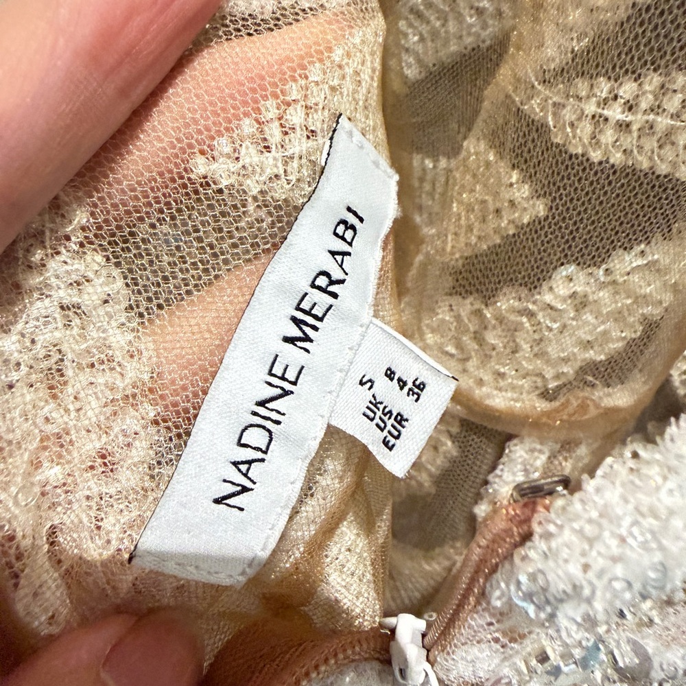 NADINE MERABI Beige Leaf Halter Jumpsuit - Picture 11 of 16